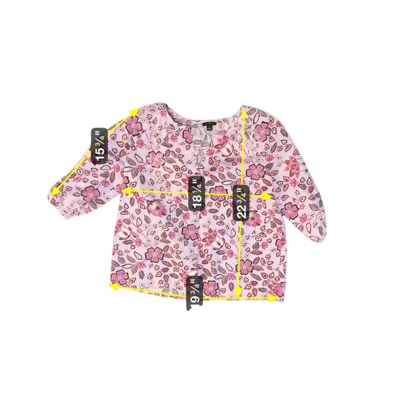 Ann Taylor Petite Floral Blouse SP Purple & Pink Cotton Blend 1654 - Picture 6 of 6